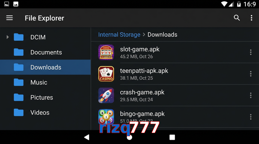 Main screen of Rizq777 gameapk page for PK players